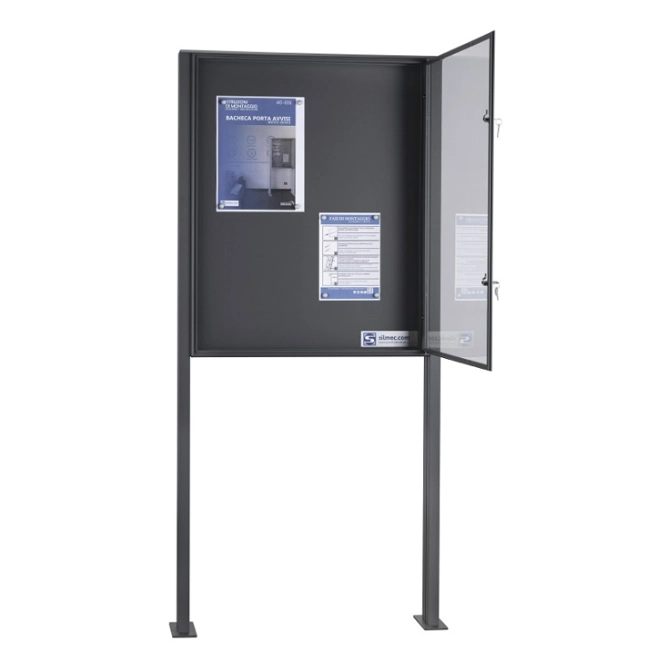 Vendita online Bacheca porta avvisi Maxi SB3 con pali sostegno verniciata grigio ferro